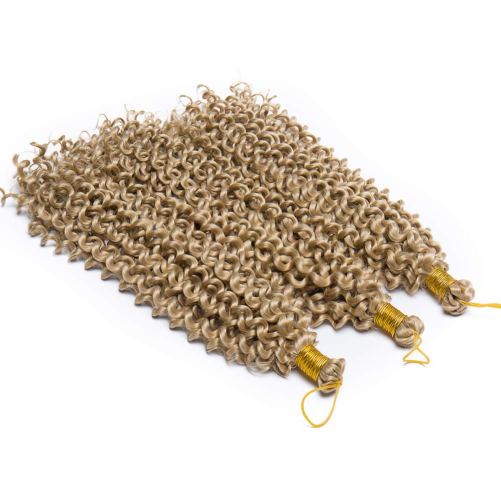 14"(35cm) SEGO Pelo Sintético Rizado para Trenzas Africanas [Rubio Ceniza] Extensiones Cabello Se Ve Natural Crochet Twist Braiding Hair Water Wave (30Roots,100g)