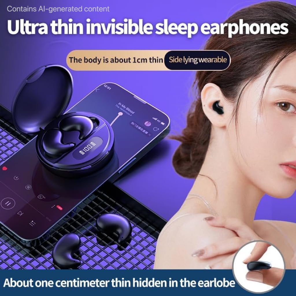 Auriculares inalámbricos Bluetooth 5.4 para dormir, ligeros, diseño pequeño para dormir, correr, entrenamientos, etc