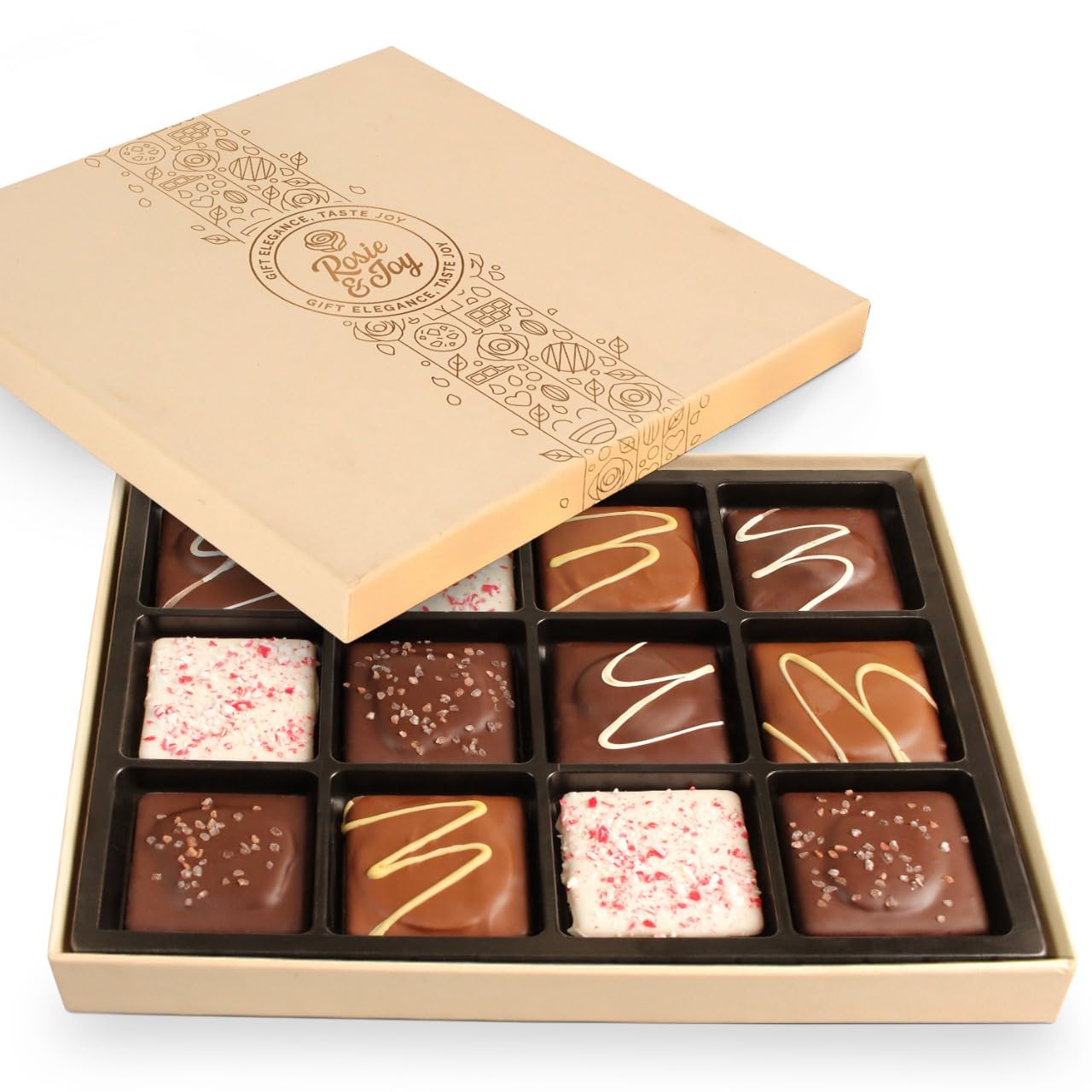 Luxury Chocolate-Covered Graham Cracker Cookie Gift Box – 12 Gourmet Treats with Rich Chocolate & Assorted Toppings – Perfect Food Gift Box for Delivery - USA Made