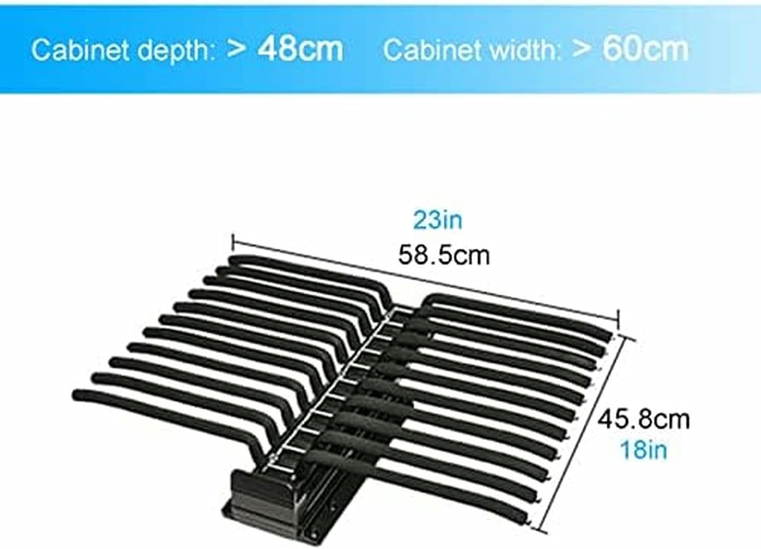 Adjustable Multi-Arm Wardrobe Hanger, 58.5x45.8cm Space-Saving Valet Rod, Versatile Black Clothes Organizer Rack for Closet & Accessories, Ideal for Home & Travel image 2