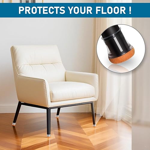 Miniatura 25 de 24 protectores de suelo para patas de silla, protectores de silicona negra para patas de silla, cubiertas para suelos de madera dura, almohadillas