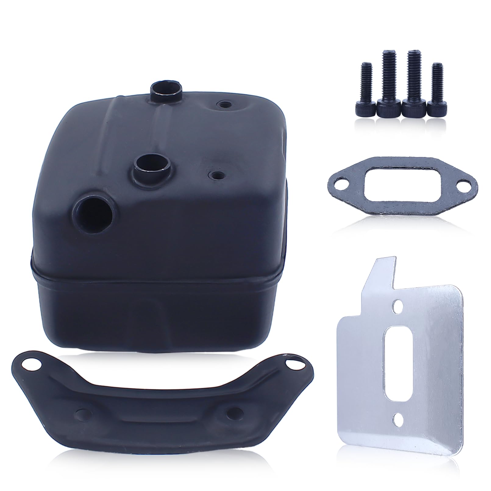 ADEFOL Kit de Pot Échappement pour Husqvarna 371 372XP 385 390XP 70cc Série | Silent Bloc Echappement avec Support Joint Plaque de Refroidissement Boulon Pièces Accessoire de Tronçonneuse 503765301