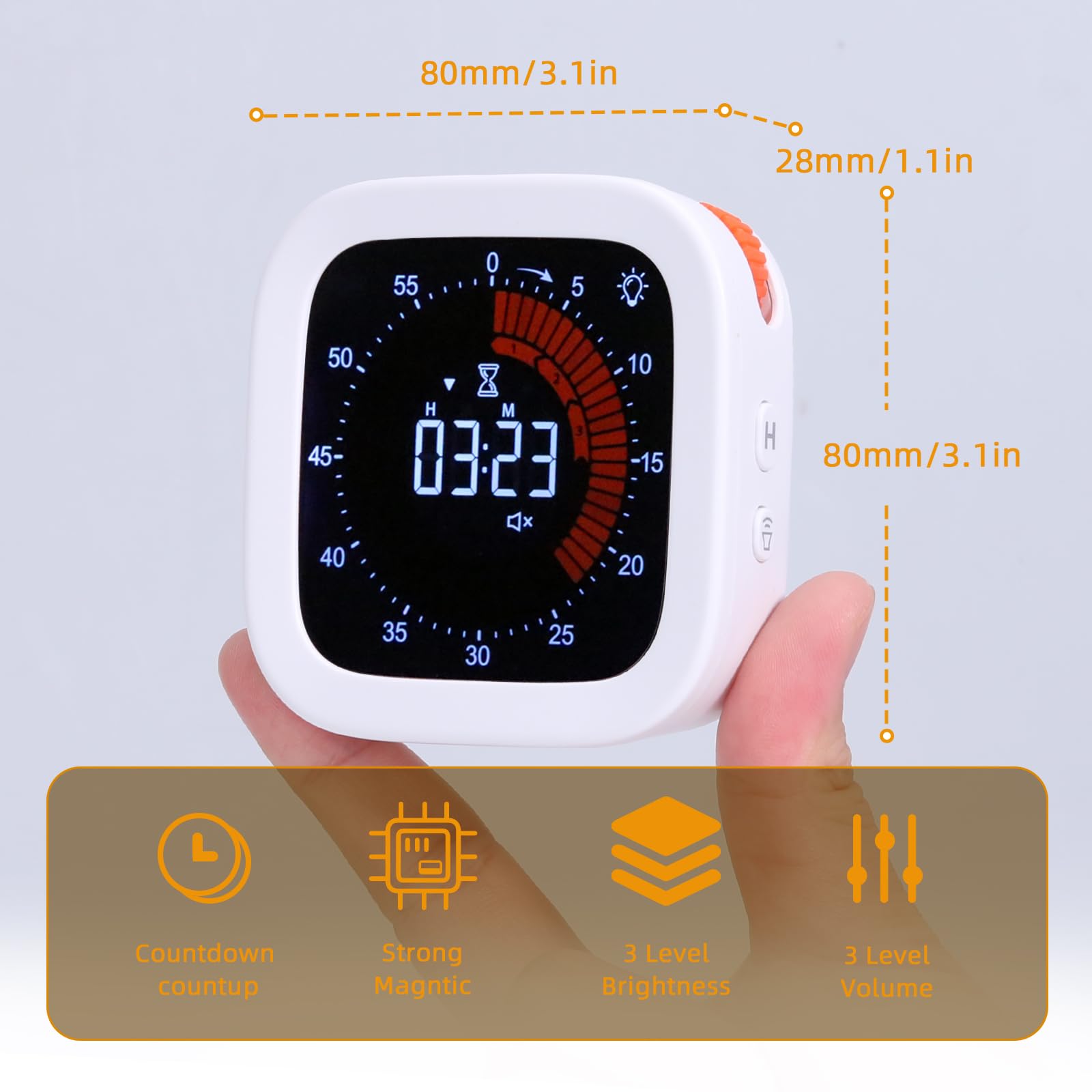 Timer Visivo 60 Minuti Per Bambini E Adulti - Conto Alla Rovescia Magnetico Verde Per Studio, Cucina E Ufficio - Metodo Pomodoro - 4