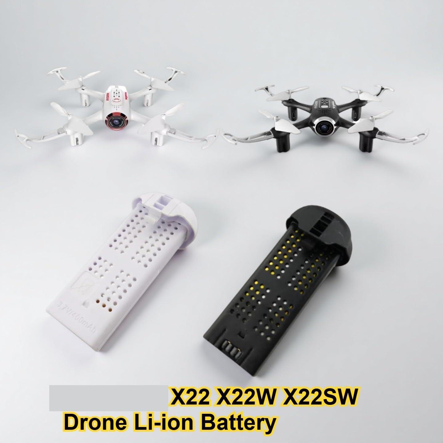 Compatibile con Syma X22 Series Batteria Li-ion 3.7V 400mAh | Scarica stabile, capacità adeguata, alimentazione sicura per volo drone(White-2PCS)