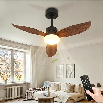 Quiet Fan Light with Remote Control and APP, Reversible Ceiling Fans with Lights with Timer,6 Speed Light Fan Ceiling with Dimmable for Living Room and Bedroom,Black [Energy Class A++]