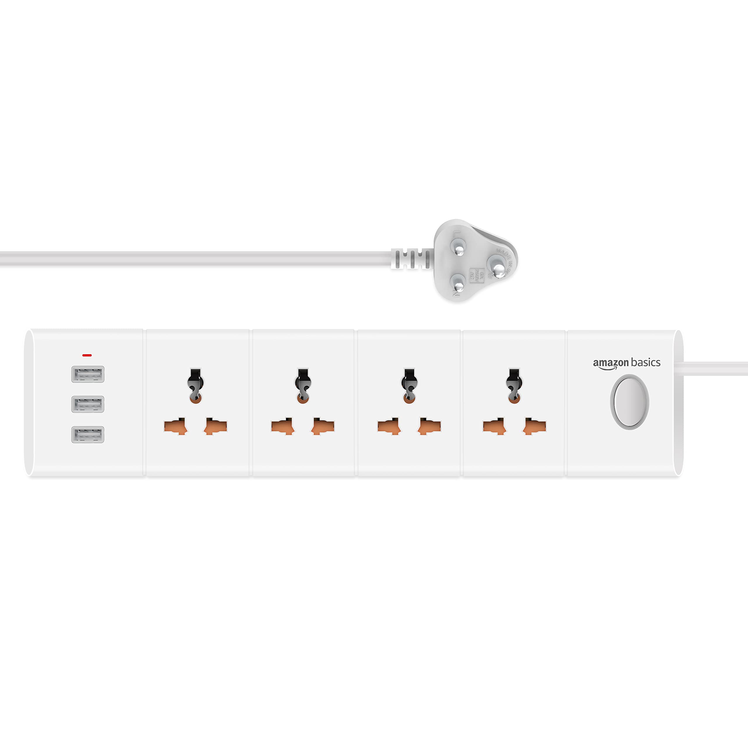 Amazon Basics Long Extension Board with 4 AC Socket + 3 USB Charging Ports, 2 Meter Cable Length, Power Multiple Devices Simultaneously (B0BBMQHPLY) Amazon Price History, Amazon Price Tracker