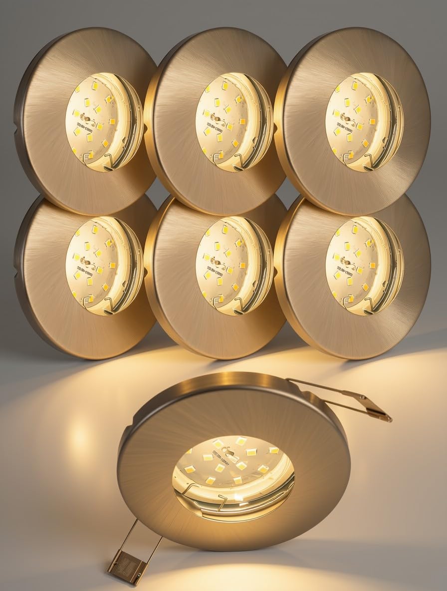 Trango 6er Set IP65 Bad Einbaustrahler 6729IP65-062-5WAK Edelstahl gebürstet inkl. 6x 5 Watt GU10 LED Leuchtmittel 3000K warmweiß Außen Einbauleuchte, Bad Leuchte, Deckenspot Dusche Deckenleuchte