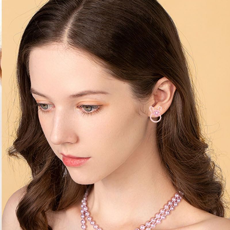 ONLYJUMP Easter Tiny Rabbit Stud Earrings for Women Cute Pink Daisy Flowers Hollow White Shell Pearl Sweet Bunny Animals Pet Small Earrings Jewelry Gifts - Image 3