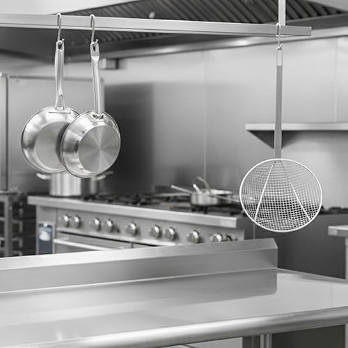 Miniatura 3 de Espumador redondo de alambre de 9 pulgadas de longitud de mango de 13 pulgadas niquelado - Utensilios de cocina Colador de alimentos Cuchara para