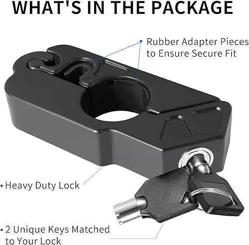 Miniatura 3 de Enmja Cerradura de agarre de motocicleta resistente, cerradura antirrobo para motocicletas, scooters, ciclomotores, cuatrimotos, motos todoterreno y