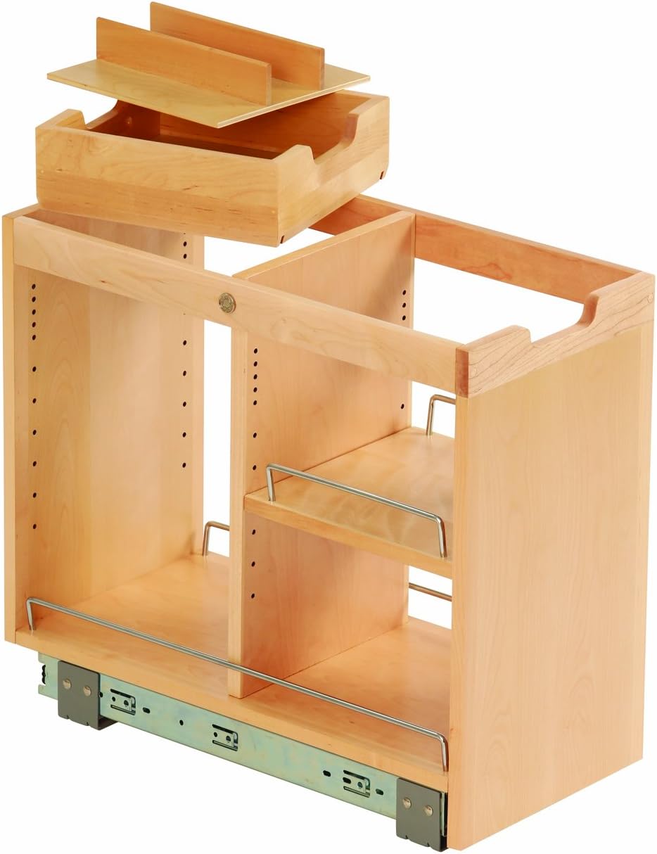 FindIT Kitchen Storage Organization Base Cabinet Pullout with Slide, Half Cutlery Tray and Shelf
