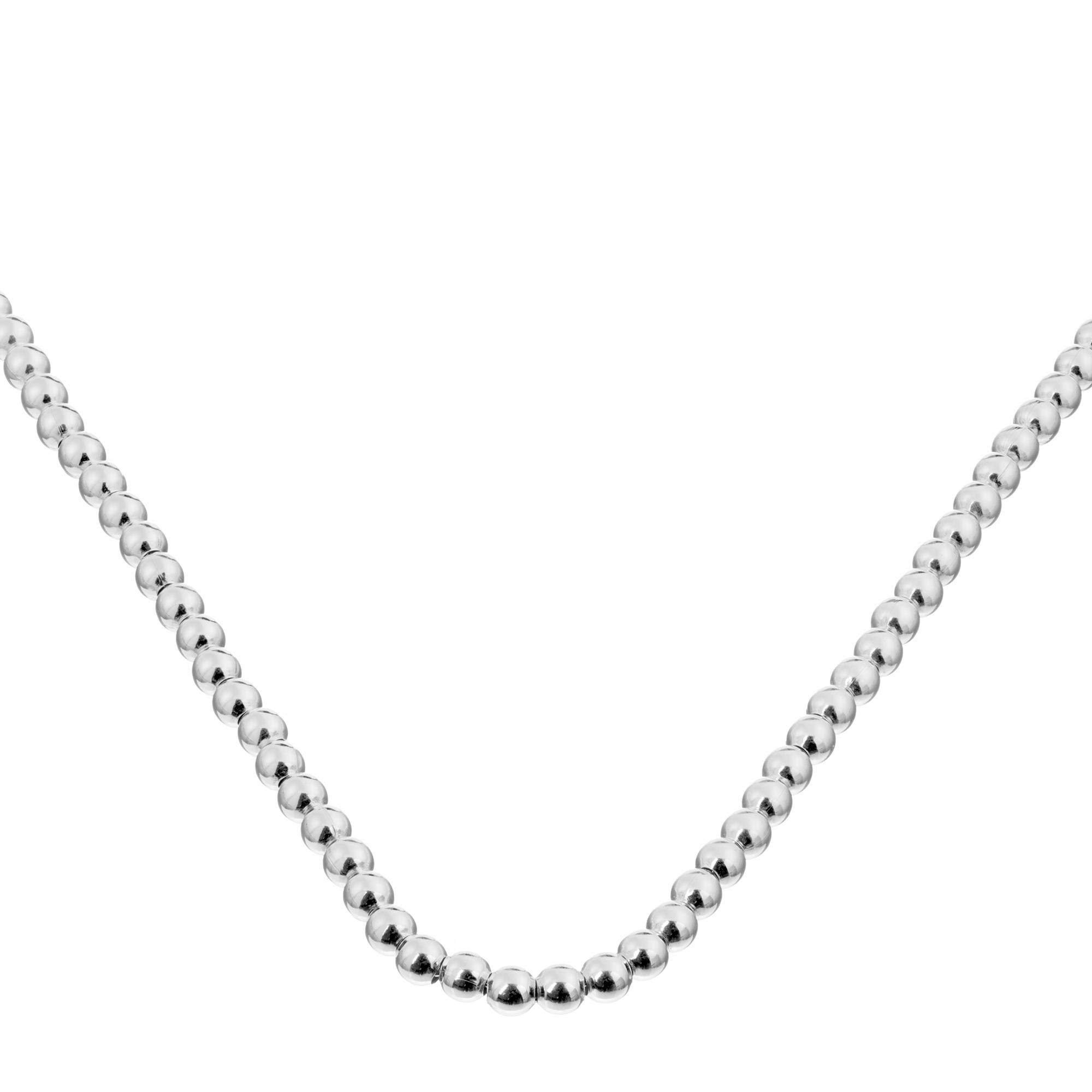Silverly Bracciale A Catena Con Perline 3mm In Argento Sterling 925 - Lunghezza 18 O 19,5 Cm, Ipoallergenico, Con Panno Lucidante