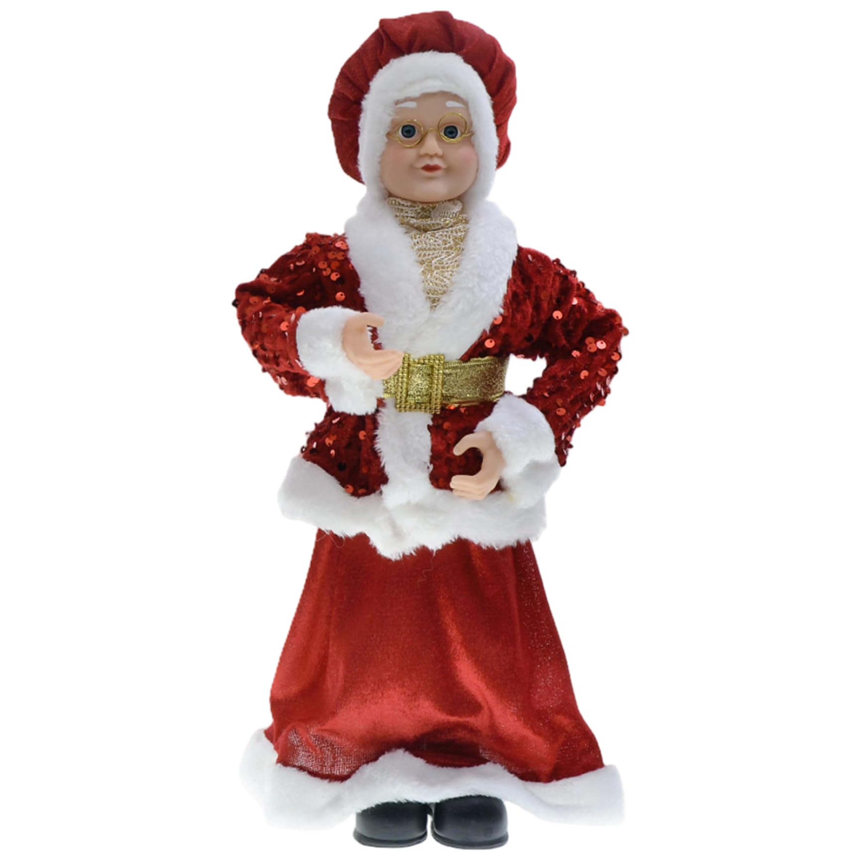 CAKEEYUM Santa Figurines 17.7in Standing Santa Statue with Hat Cute Christmas Ornaments for Home Office Table Xmas Party Favors Mother