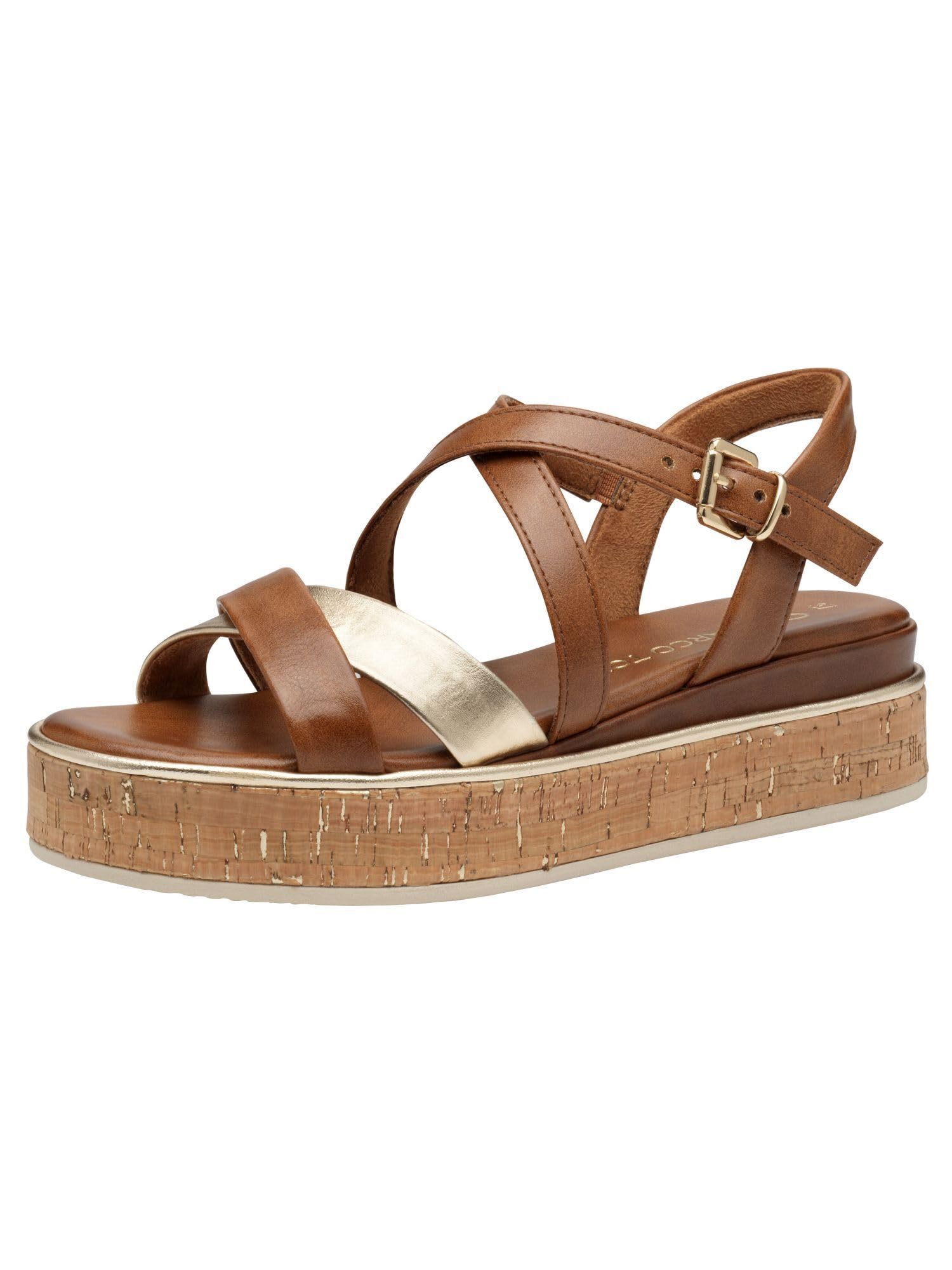 MARCO TOZZI Women's 2-28705-44 Sandals, Cognac Comb, 5 UK