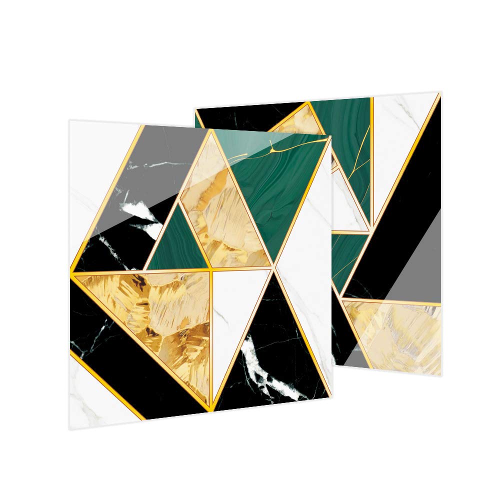 Hiser 10pcs Kitchen Bathroom Wall Tile Stickers, DIY Square Decals Simple Luxury Style Sticker for Kitchen Living Room Bathroom Home Decor Self-Adhesive (Gem green,15x15cm)