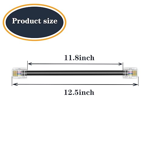 Miniatura 2 de Paquete de 3 cables de extensión de teléfono de 6 pulgadas con enchufes RJ11 6P4C estándar para teléfono fijo y fax (3, blanco, 6 pulgadas)