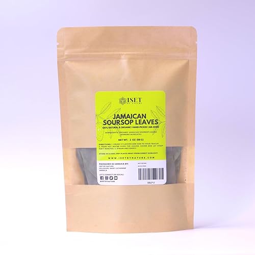 Iset By Nature Té de hoja de guanábana jamaicana  Graviola  Guanabana  Annona Muricata  Hojas sueltas  1 oz