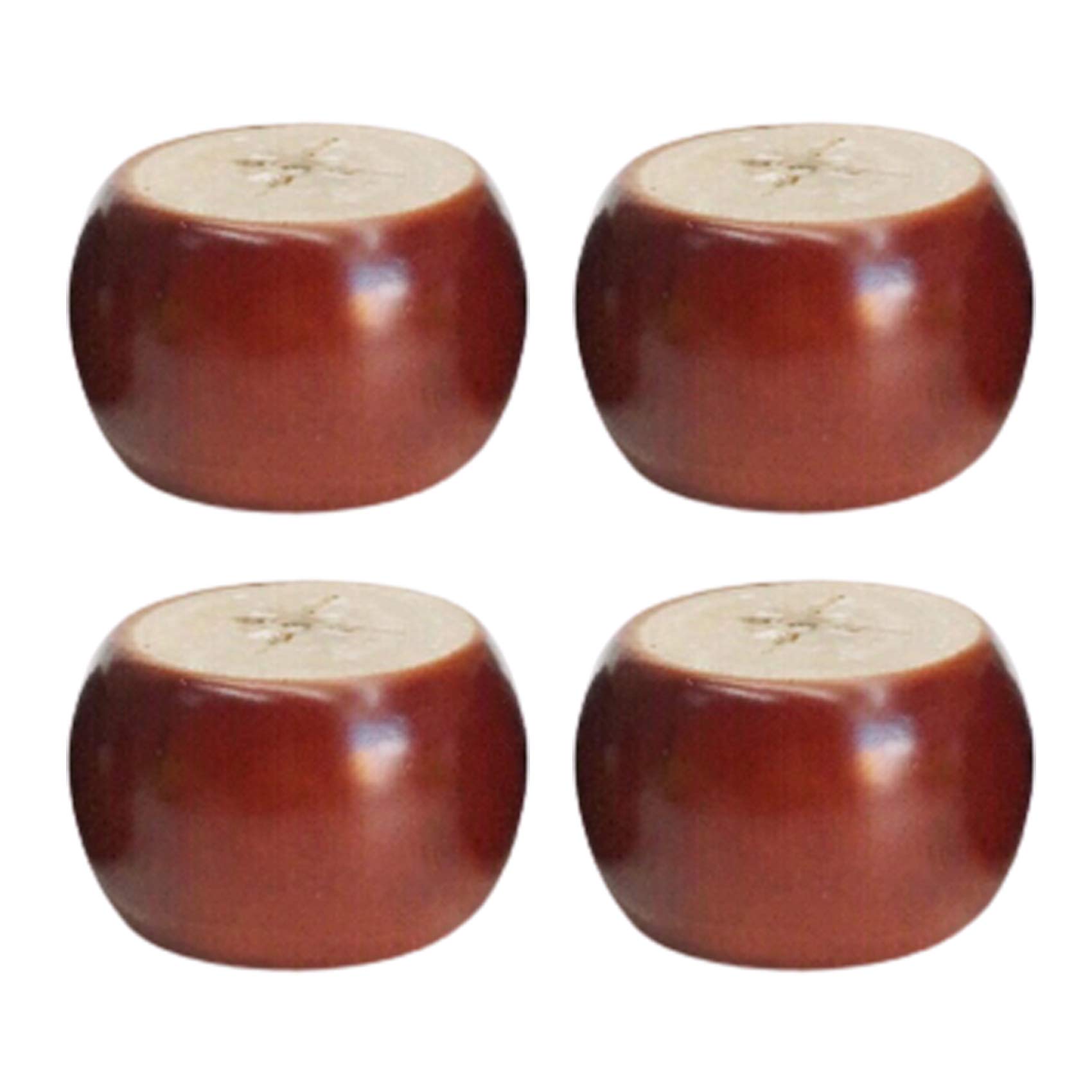 Gambe per mobili in Legno di Pino, Set da 4, per tavolino, Divano, mobiletto, Piedini in Legno massello, in Rosso e Marrone (10 cm)