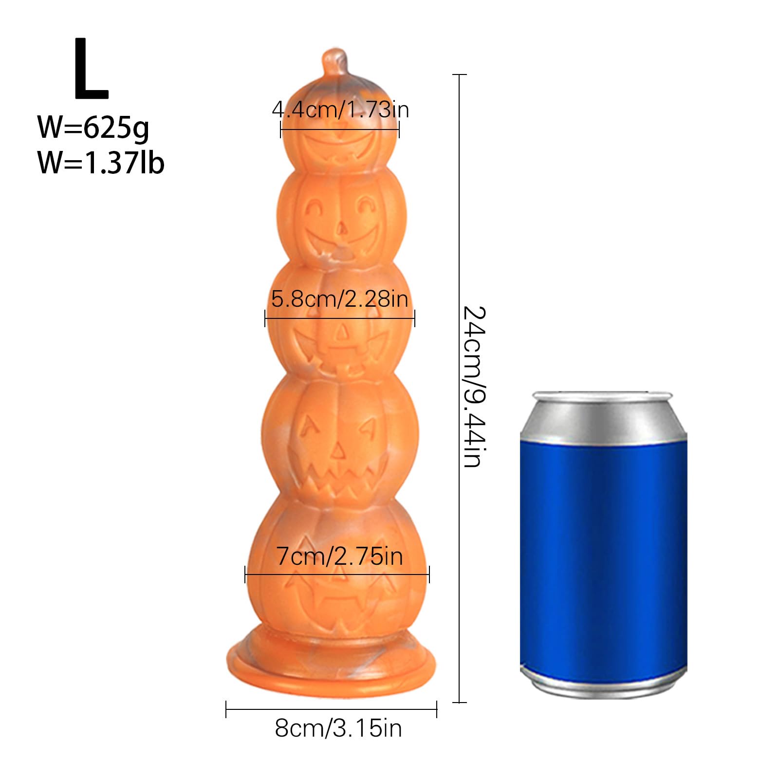 3 Sizes of Pumpkin Shape Yellow Color Large Anal Beads, Reusable Thick Round Butt Plug with Suction Cup Adult Sex Toy for en Women, M: L