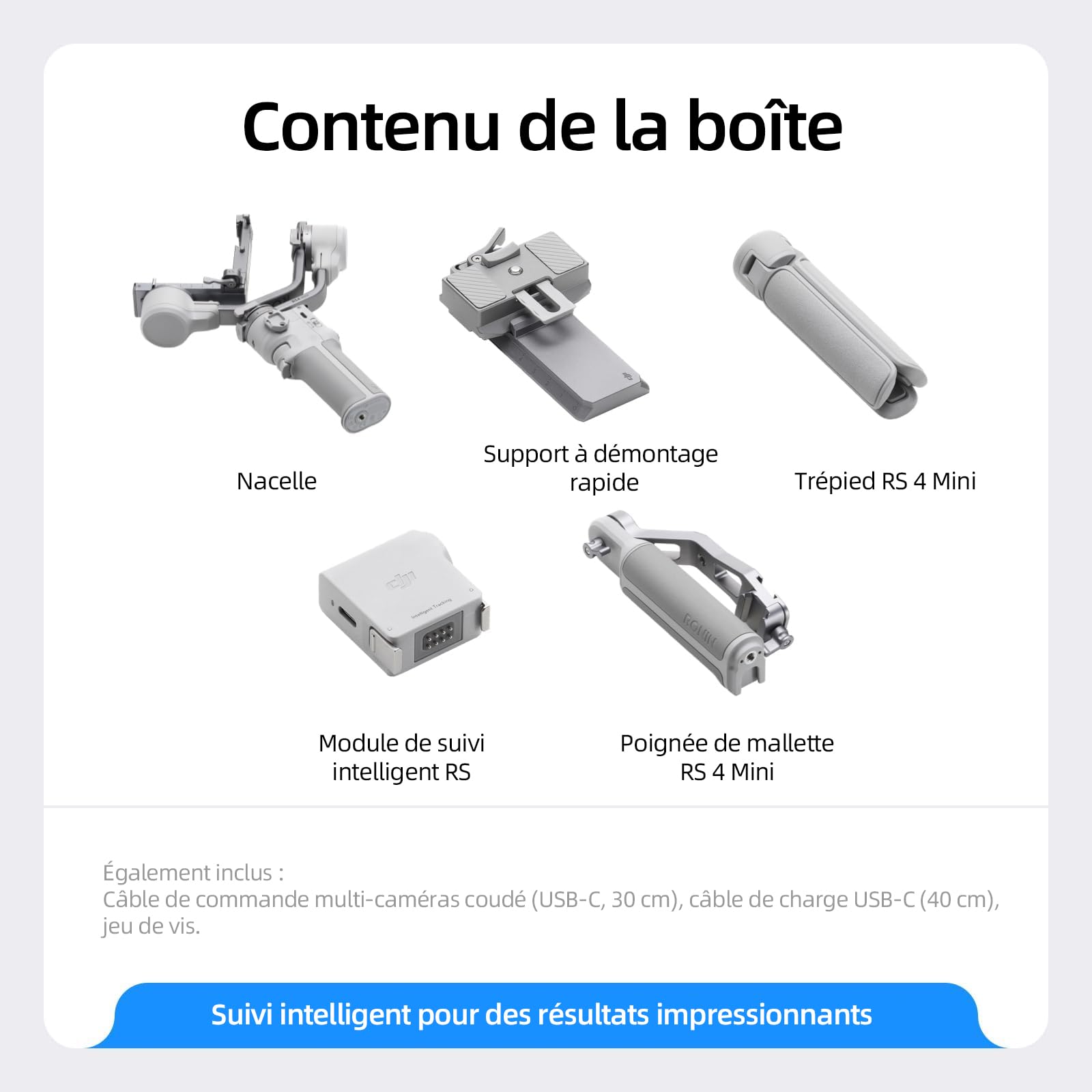 DJI RS 4 Mini Combo, stabilisateur de nacelle pour caméra Canon/Sony/Panasonic/Nikon/Fujifilm, Verrouillage Automatique des Axes, Charge utile de 2 kg, nacelle de caméra, poignée de malette