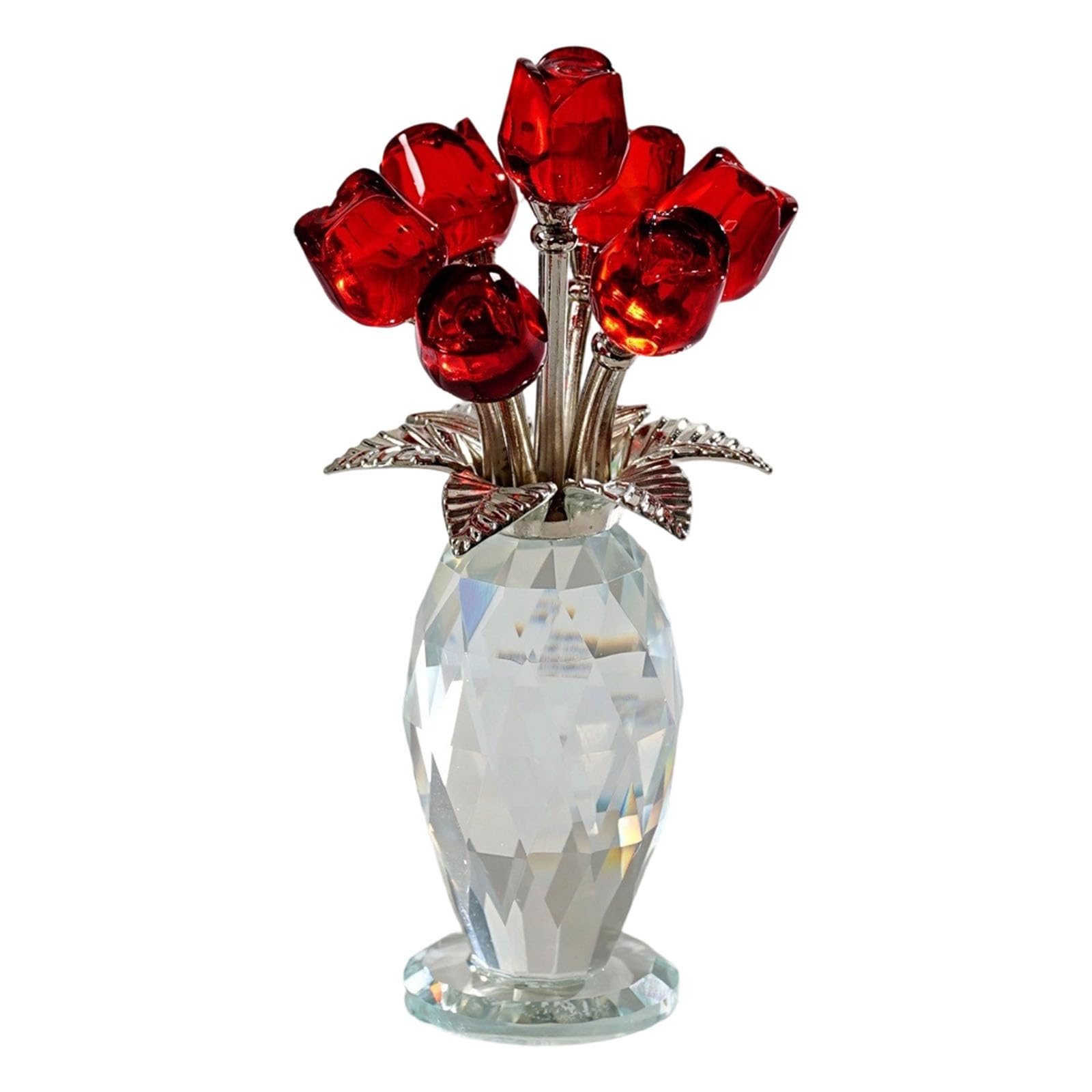 ZBIianxer Crystal Rose Figurines Ornament, Bouquet Ornament Collectibles Flower Wife Mom Girlfriend Figurine