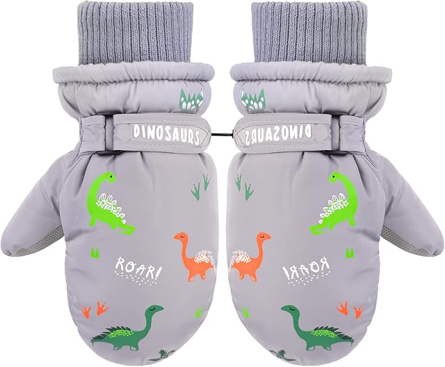 QKURT Kids Ski Gloves, Winter Windproof Snow Mittens Thermal Insulation Mitts Girls Boys Cold Weather Mittens for 2~15 Years Old Kids Sledding Snowboard Skating Cycling Running and Outdoor Activities