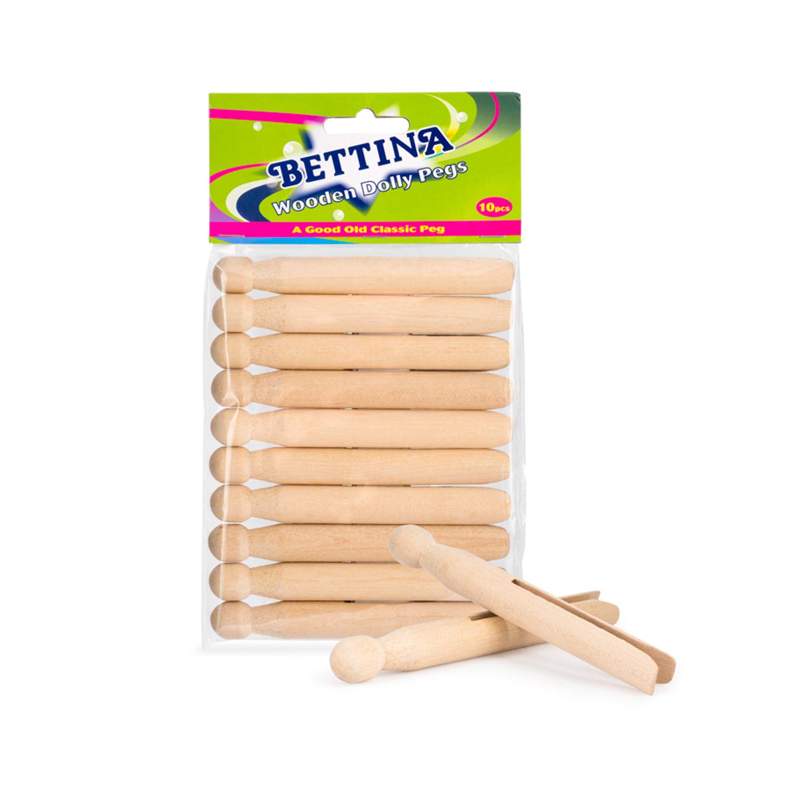 Arix 12Pcs Bettina Wooden Dolly Pegs Traditional Clothes Line