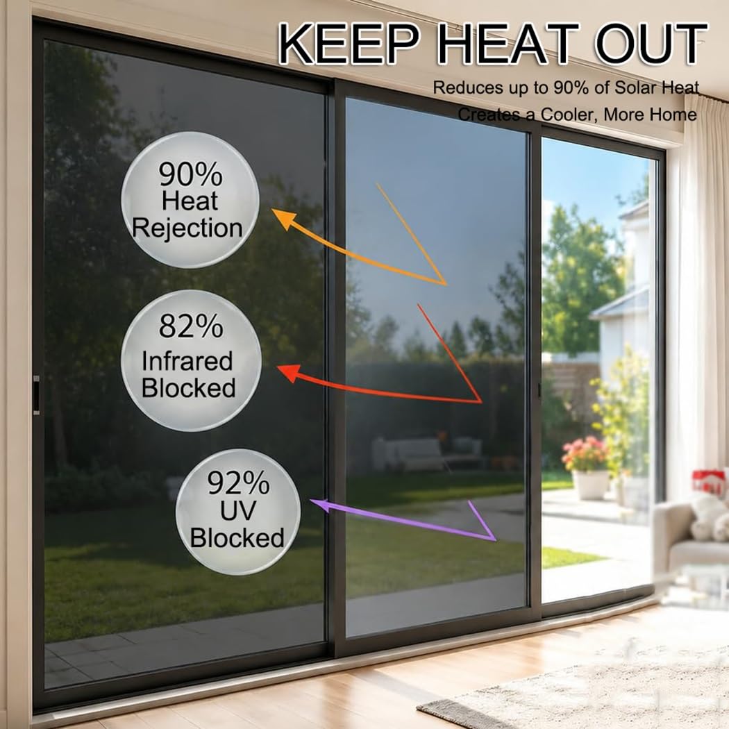 Película Reflectante, Privacidad Control del Calor Anti UV Sin Pegamento