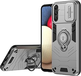 قناع ذهبي لسامسونج جالاكسي A34 درع واقي للنافذة، غطاء حماية للكاميرا مع حلقة (رمادي)، بلاستيك