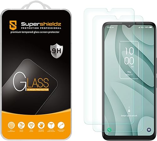 Supershieldz Protector de pantalla de vidrio templado diseñado para TCL 40 X 5G TCL 40 XE 5G, antiarañazos, sin burbujas