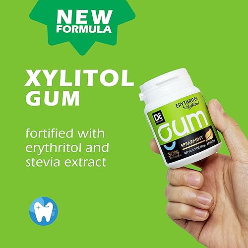 Miniatura 3 de DC24 DAILY CARE Goma de mascar sin azúcar hecha con xilitol y eritritol, sin aspartamo, goma de mascar baja en calorías, menta verde de larga