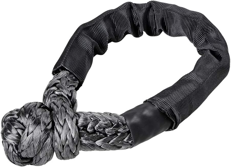 Astra Depot Off-Road Recovery Kit: 1X Black Snatch Ring + 1X Black 1/2" Synthetic Soft Shackle Winch Rope for Sailing SUV ATV UTV 4X4 Towing Truck Climbing Boating Water Craft
