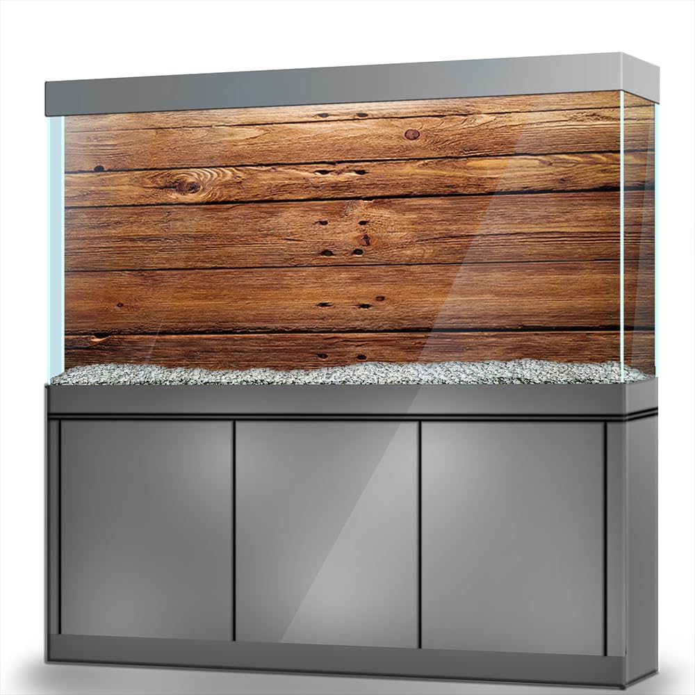 Aquarium Background Stickers - Wood, Grain, Line, Texture Self-Adhesive Fish Tank Reptile Terrarium Decor Poster (90 x 60 cm / (35.4 x 23.6 inches))