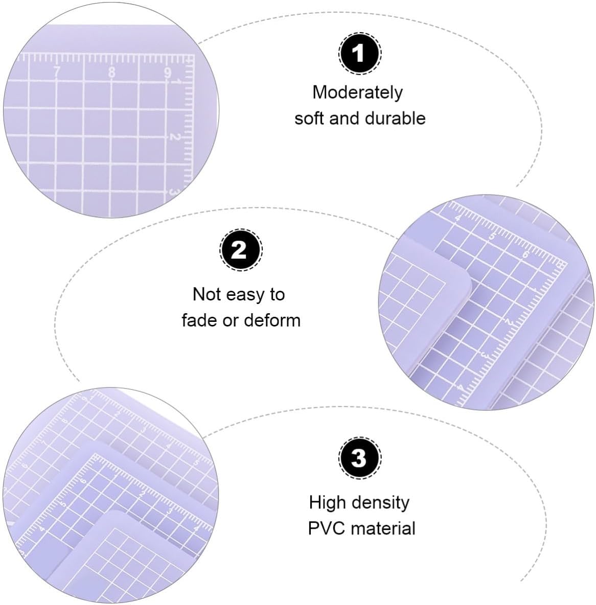 Translucent PVC Cutting Mat 3 Pieces Non Slip Smooth Home