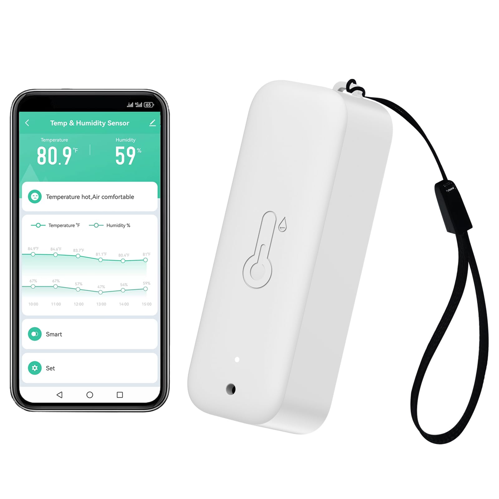 Termometro Hygrometro WiFi, smart di Temperatura e umidità con monitoraggio tramite app remota,sensore di temperatura e umidità interno con esportazione di dati di archiviazione,compatibile Alexa.1PCS