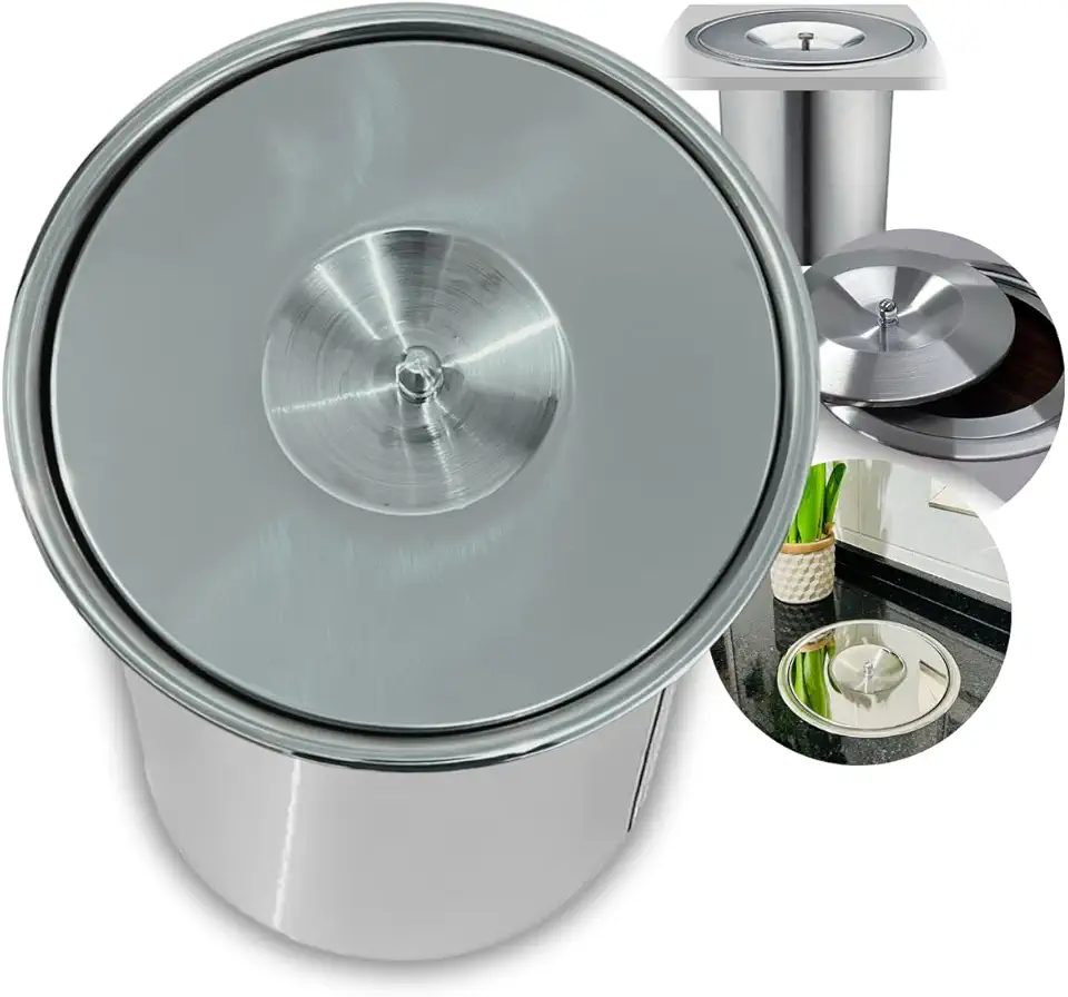 Cesto Lixeira De Embutir Pia Bancada Cozinha Banheiro 5 Litros Inox Aluminio Escovada