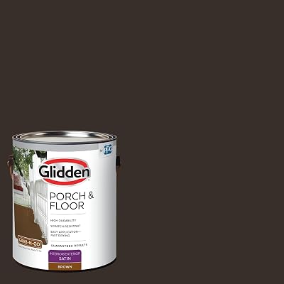 Glidden Grab-N-Go Porch and Floor Interior/Exterior Paint, 1 Gallon, Satin, Brown, Scratch…