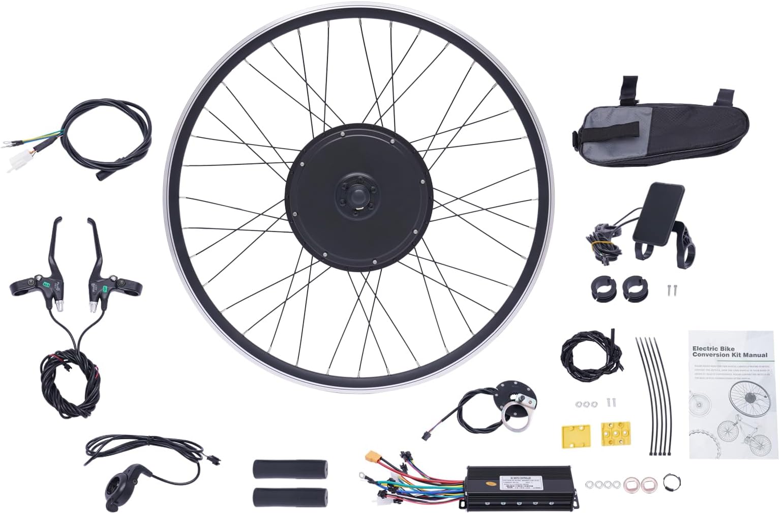 700C Electric Bicycle Motor Kit,48V 1000W Front Wheel E-Bike Conversion Kit w/Display,Aluminum Alloy Brushless Gearless Hub Motor Kit,264Lbs Load-Bearing Capacity for 28/29in Front Wheel of a Bicycle