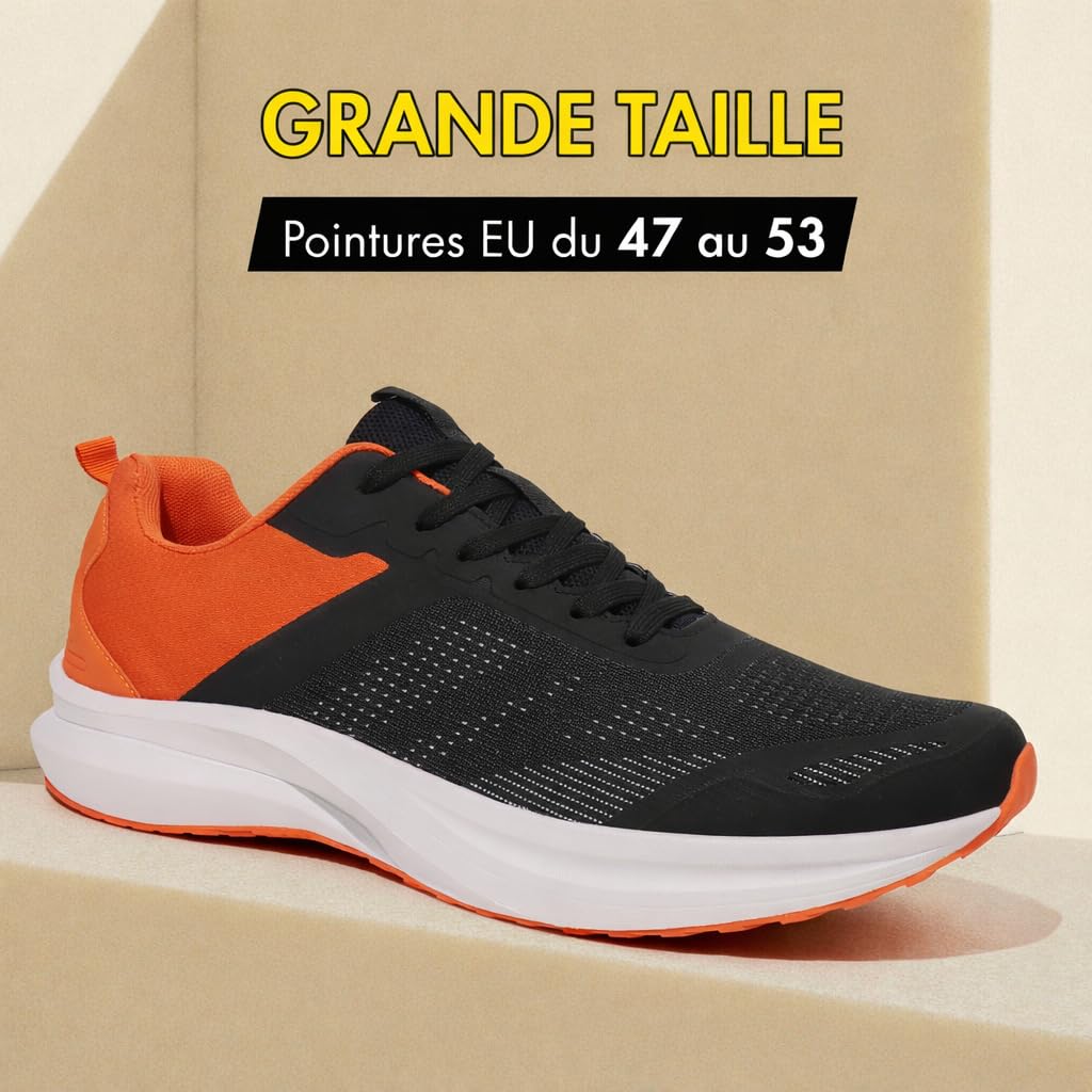 Hawkwell Chaussures de Course antidérapantes pour Homme, Grandes Tailles, pour entraînement et Marche, Tailles UE 47, 48, 49, 50, 51, 52, 53