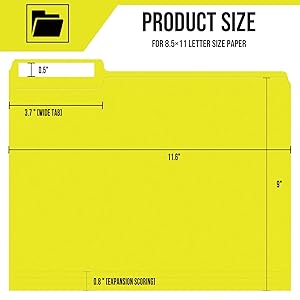 File Folders,IntoJoy 120 Pack Colored File Folder Letter Size, 1/3 Cut Tab Filing Folders for Office School Business File Document Organization,Yellow