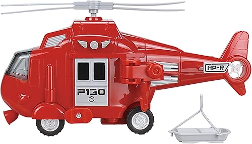 Miniatura 5 de OMGTOY Helicóptero militar, avión de la fuerza aérea de juguete con cesta colgante luces y sonidos para niños (rojo)