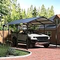 Tobegin 10x15 Carport Heavy Duty Metal Carport with Protective Film Roof,Outdoor Sorage Car Port for Cars,RV Carports,Motorcycles,Trucks,Black