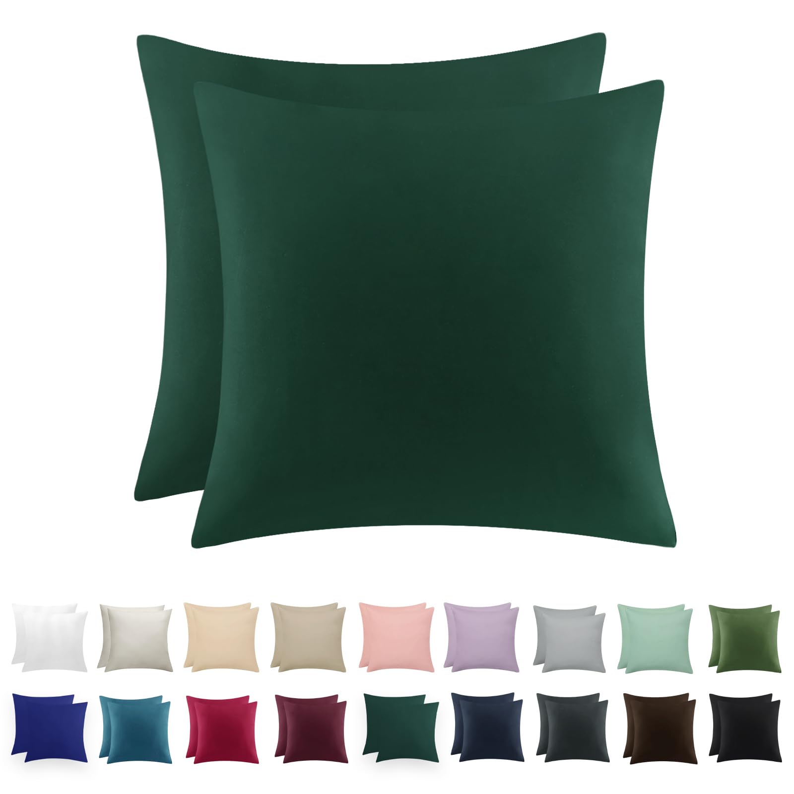 RUIKASI Kissenbezug 80x80 2er Set Dunkelgrün Oeko-Tex Mikrofaser