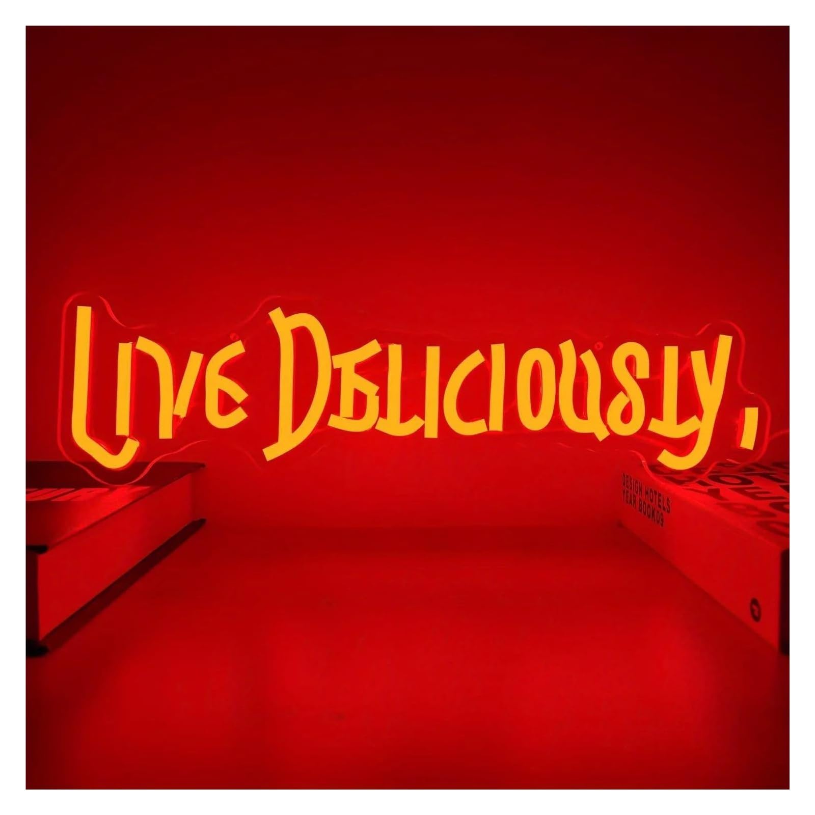 LEMST Sign Lamp Live Deliciously Neon Sign, USB Powered, Halloween, Haunted House Decoration 41.2x11.5cm