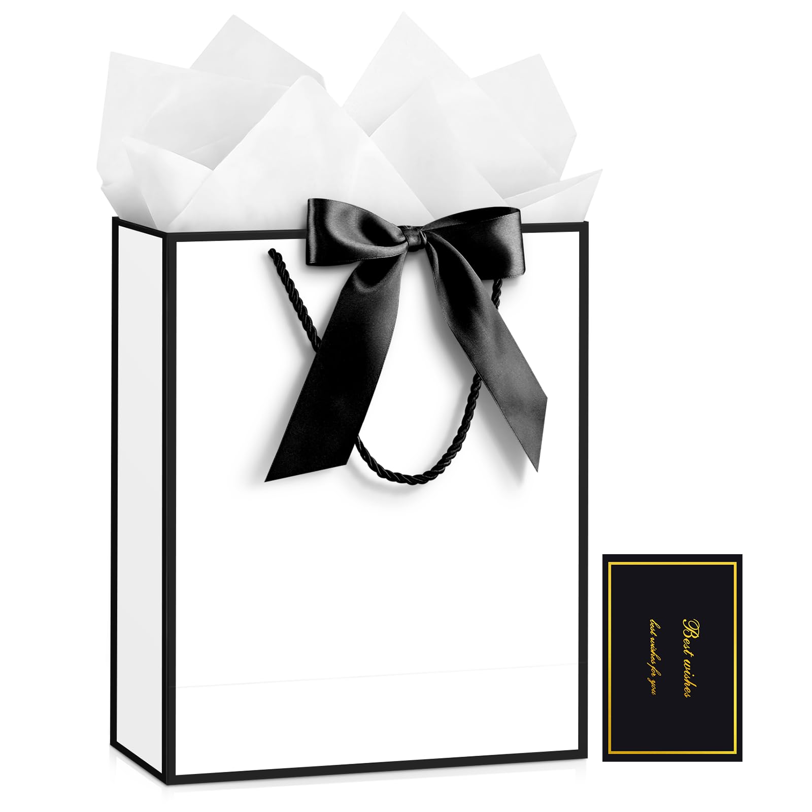 JMANNI Medium White Gift Bags for Women, Birthday Gift Bags with Handles