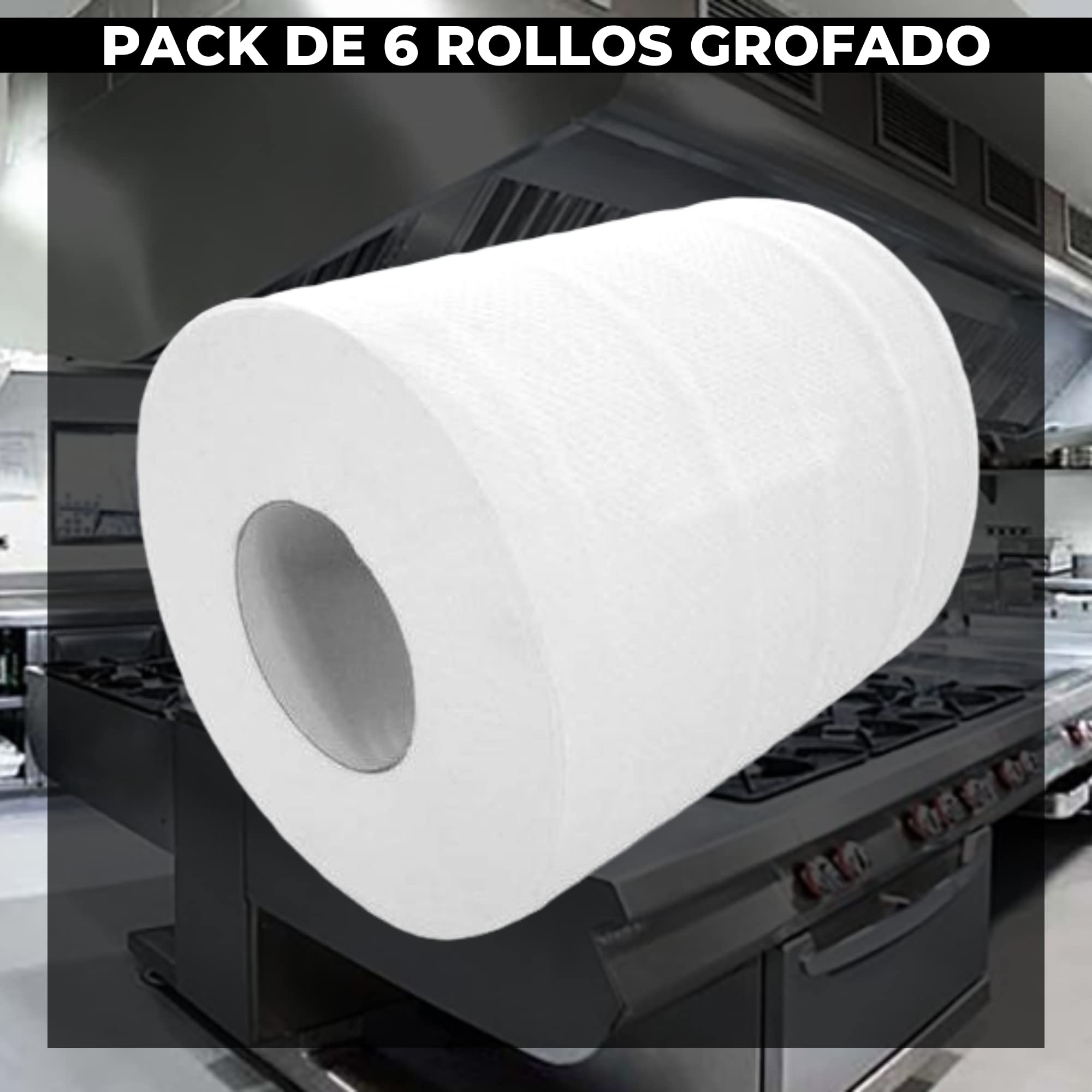 ACESA - Bobina Papel Precortado Doble Capa 6 unidades de 800gr - Rollos de Papel Industrial de Pasta Virgen 100% - Papel Industrial de Pasta Virgen - 6 Bobinas de Papel Industrial de celulosa Blanco