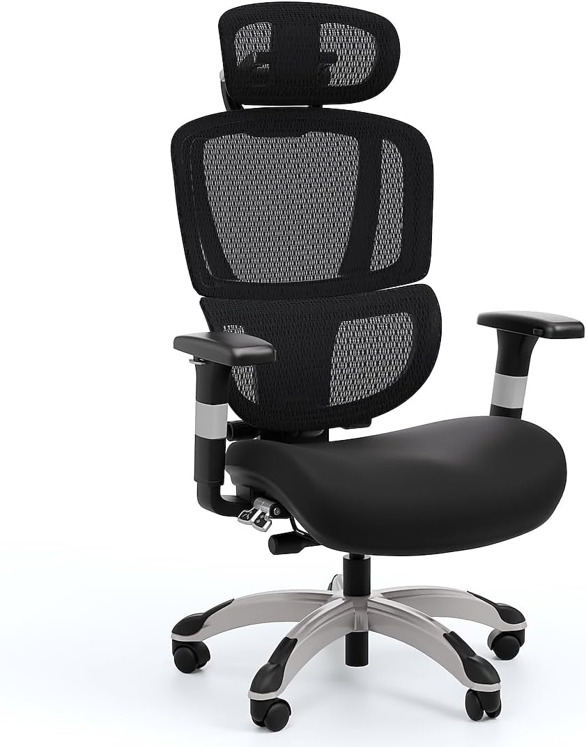 STAPLES Hyken Pro Ergonomic Mesh Task Chair with Lumbar Support, Adjustable Headrest, Tilt Lock & Breathable Back, Black Office Desk Chair, Swivel & Rolling Base