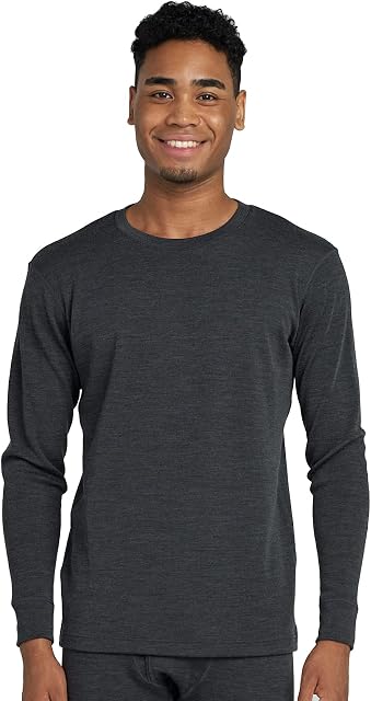 LAPASA Men's 100% Merino Wool Base Layer Top, Outdoor Thermal Underwear Long Sleeve Shirt Lightweight M29 XXL Grey