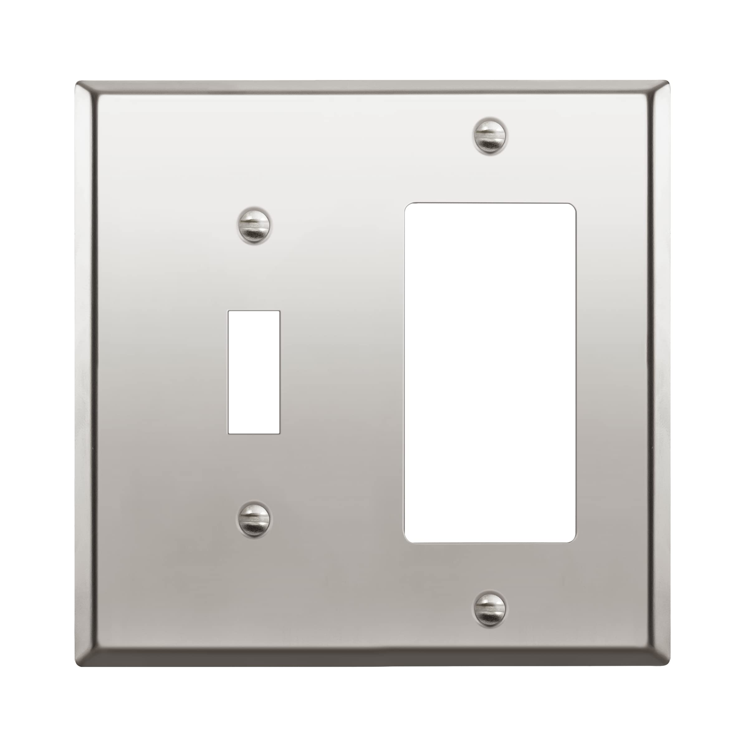 ENERLITES Combination Toggle and Decorator Switch Metal Wall Plate, Stainless Steel 201, Corrosion Resistant, Size 2-Gang 4.50" x 4.57", 771131-PC, Polished Chrome, Silver