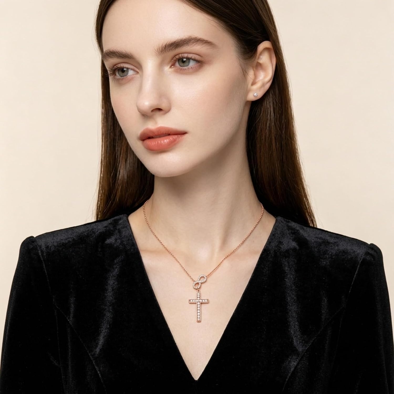 Sterling Silver Cross Necklaces for Women, Religious Cross Pendants for Women, Birthday Mother's Day Anniversary Graduation Gifts for Girlfriend Wife Mom Sister Daughter Friend